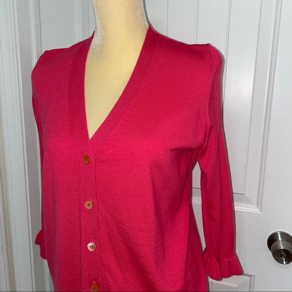 Miu Miu wool sweater pink ruffled 3/4 sleeves button up cardigan 40 small med - Picture 6 of 8
